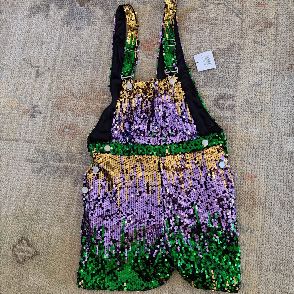 Mardi Gras Sequin Overalls
